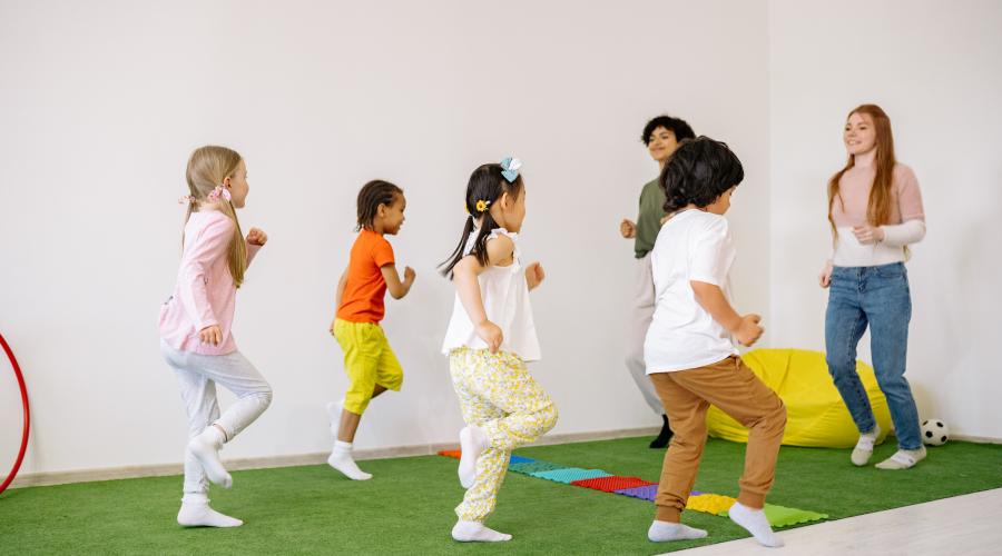 Young children engaging in exercise activity