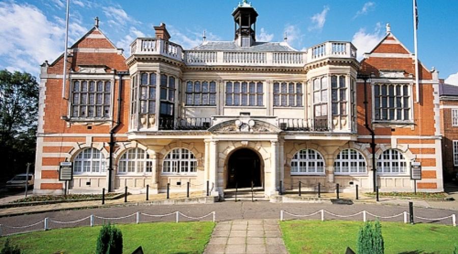 Hendon town hall large Victorian building pictured from front on sunny day