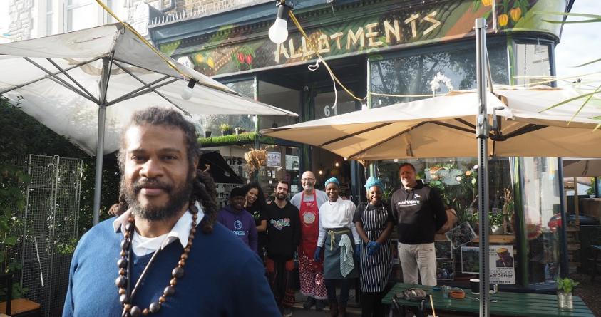 Nigeal Andall, Managing Director of the North London Community Consortium, and the team at his new venture, Allotmentz community cafe